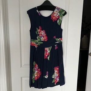 Boden Navy Dress with Pink and Green Floral Design